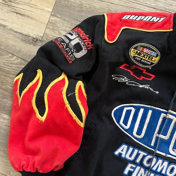 Vintage Nascar #24 Jeff Gordon Dupont Flames Racing Jacket Size XL YOUTH - Picture 3 of 7